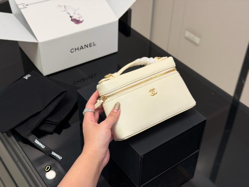 Chanel Black Caviar Leather Zip Around Shoulder Bag Crossbody with Top Handle
