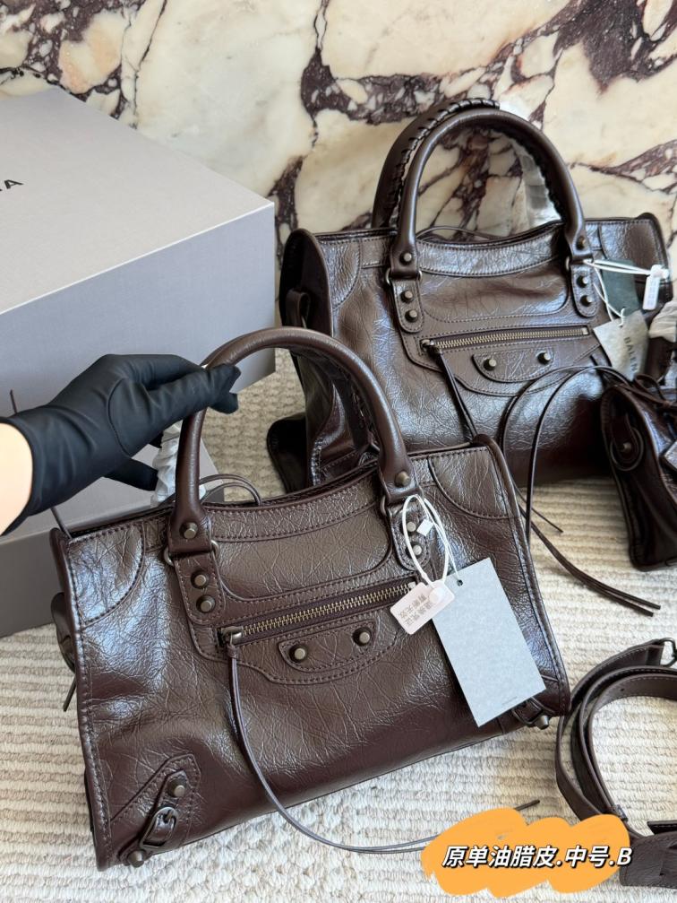 Balenciaga cowskin Le Cagole brown handbag